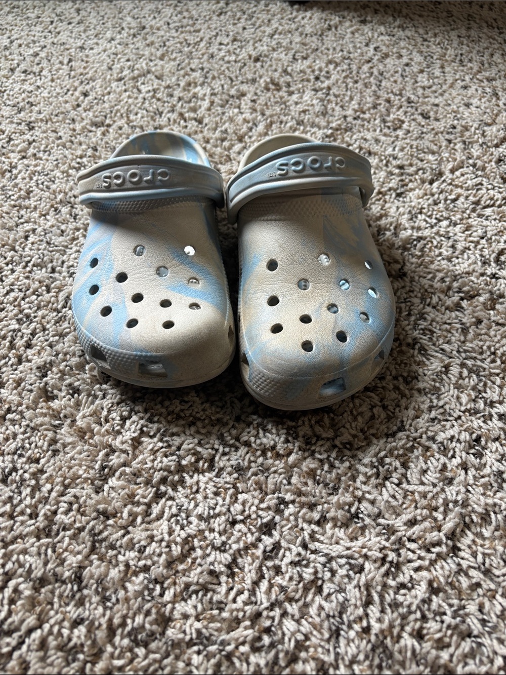 CROCS light blue and cream. Size 6W/4M.